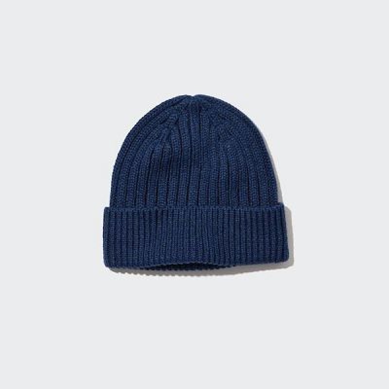 Uniqlo HEATTECH Ribbed Mössa Dam Blå | 384764