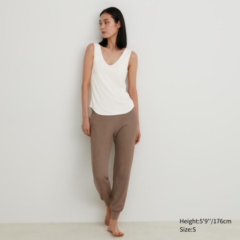Uniqlo HEATTECH Sleeveless Silk Blend Linne Dam Vita | 6256124