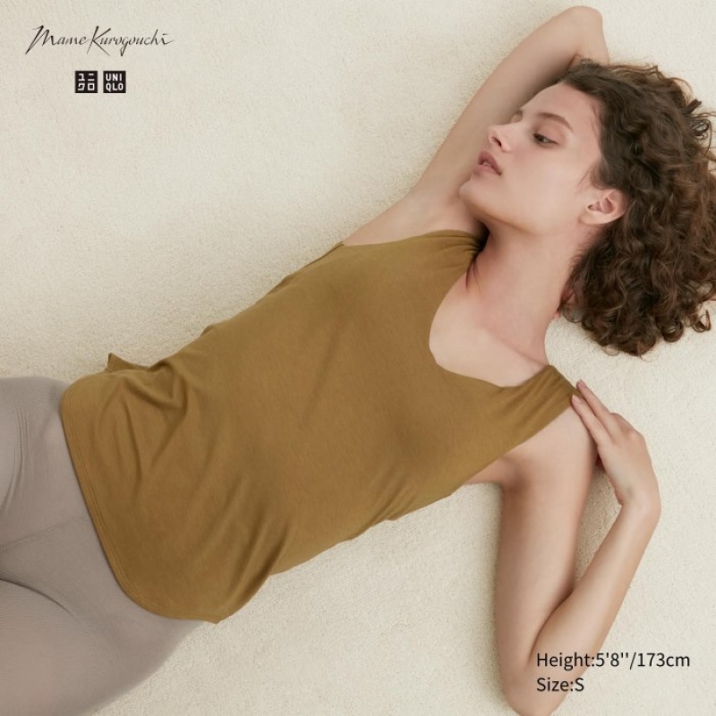 Uniqlo HEATTECH Sleeveless Silk Blend Linne Dam Bruna | 8451700