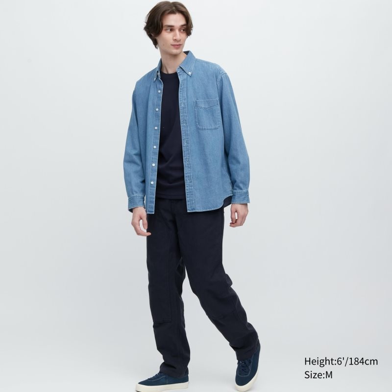 Uniqlo HEATTECH Ultra Warm Crew Neck Long-Sleeve T-shirt Herr Marinblå | 2404801