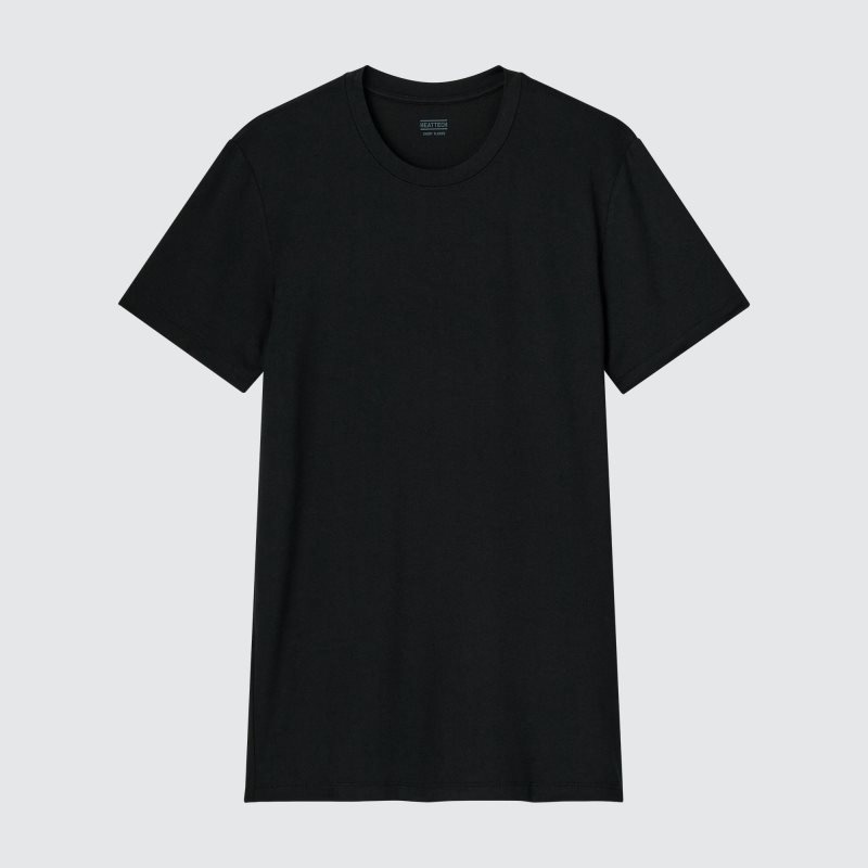 Uniqlo Heattech Crew Neck Short Sleeve T-shirt Herr Svarta | 3024959