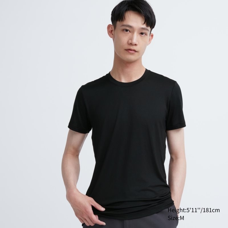Uniqlo Heattech Crew Neck Short Sleeve T-shirt Herr Svarta | 3024959