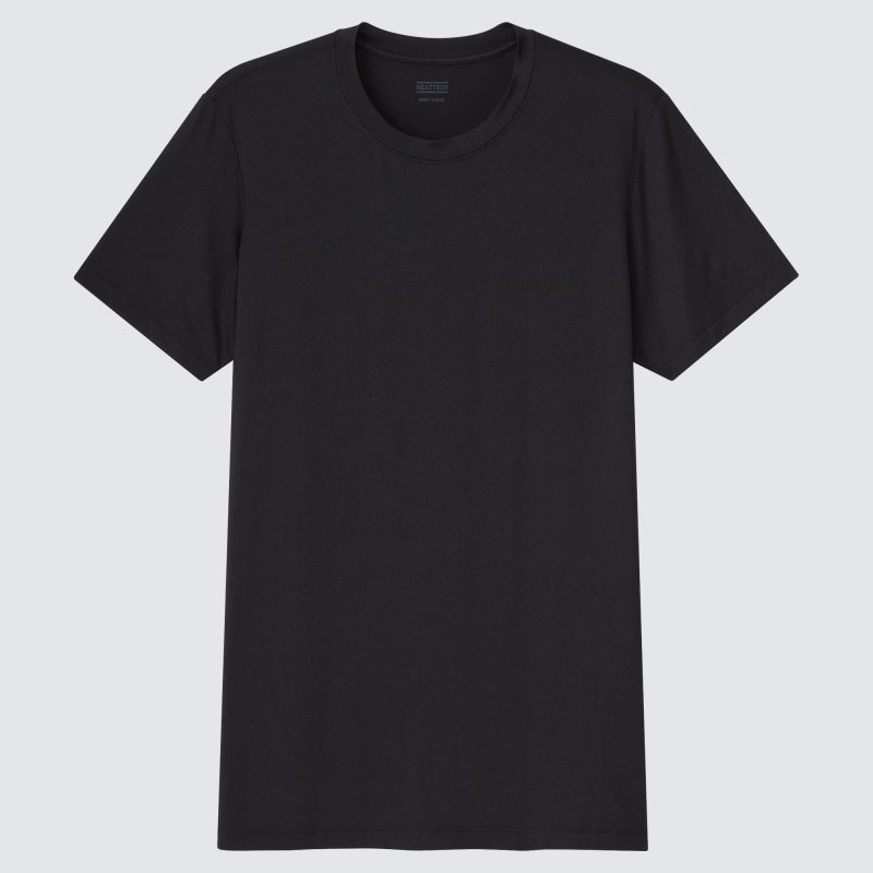 Uniqlo Heattech Short-sleeve T-shirt Herr Svarta | 5493879