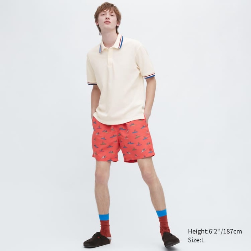 Uniqlo Jw Anderson Rowing Print Active Utility Shorts Herr Röda | 9632409
