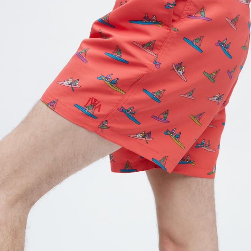 Uniqlo Jw Anderson Rowing Print Active Utility Shorts Herr Röda | 9632409