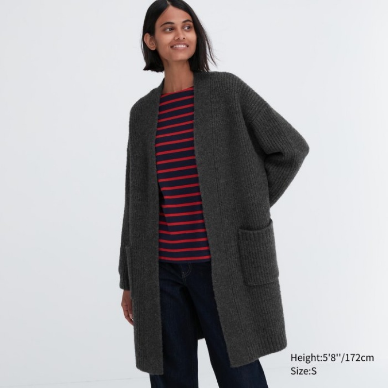 Uniqlo Knitted Long Kofta Dam Grå | 4124632