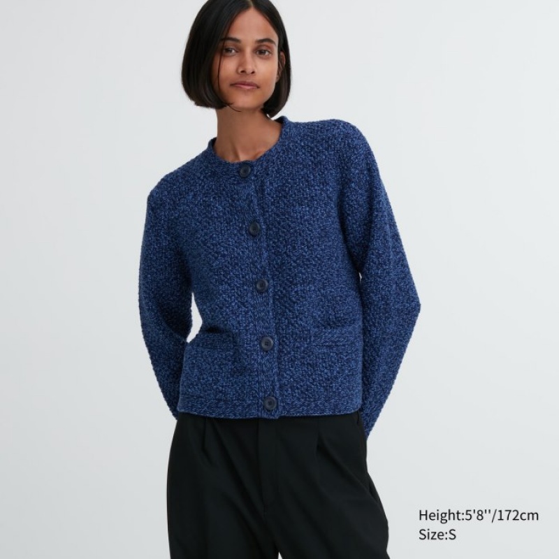 Uniqlo Knitted Short Kofta Dam Blå | 6760112