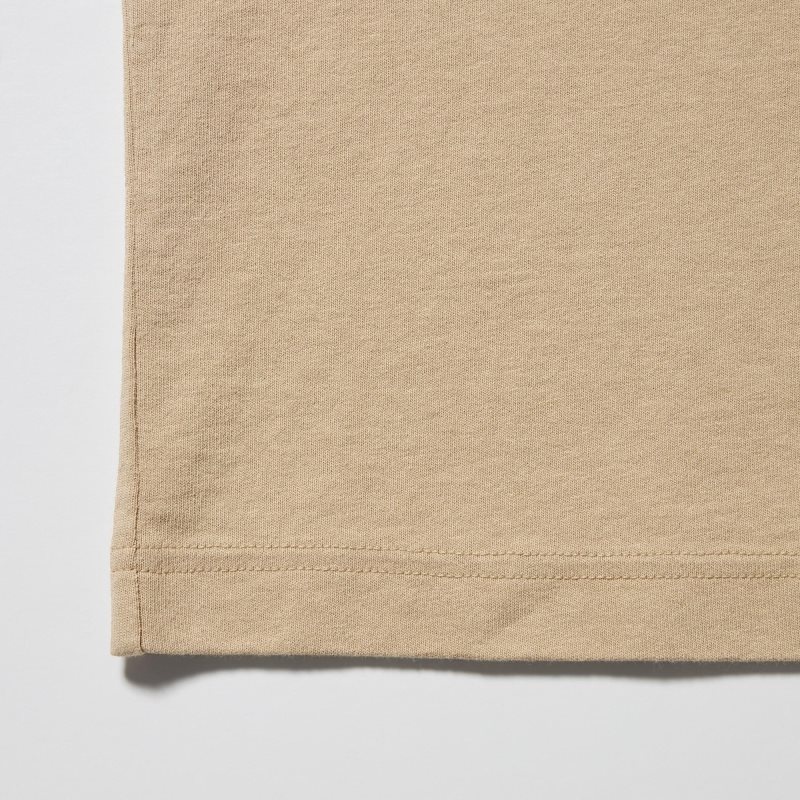Uniqlo L.A. Eats Ut Oversized Short-sleeve Graphic Katsu Sando T-shirt Herr Beige | 3567862