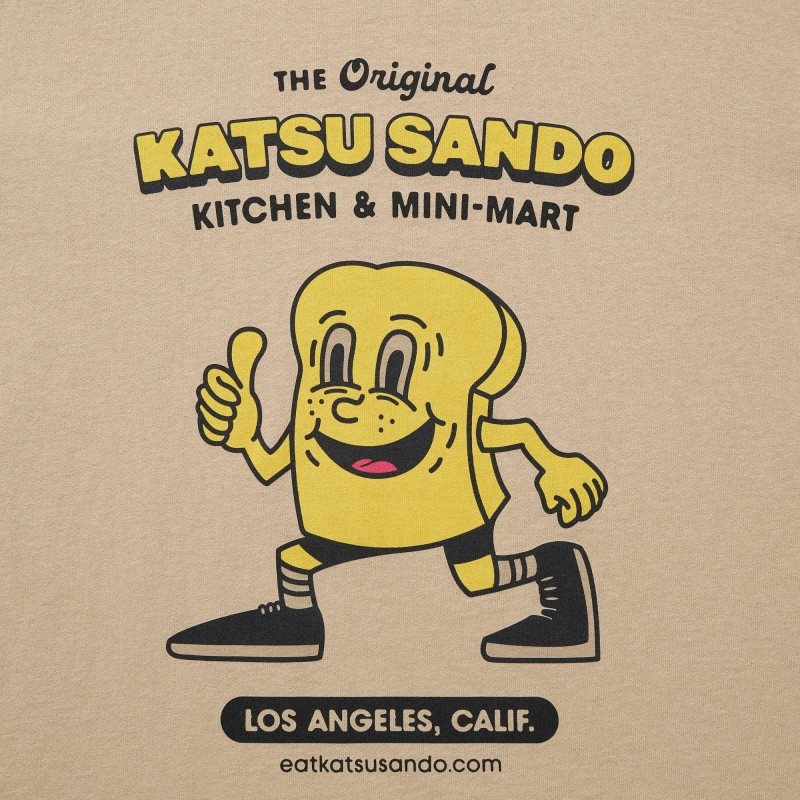 Uniqlo L.A. Eats Ut Oversized Short-sleeve Graphic Katsu Sando T-shirt Herr Beige | 3567862