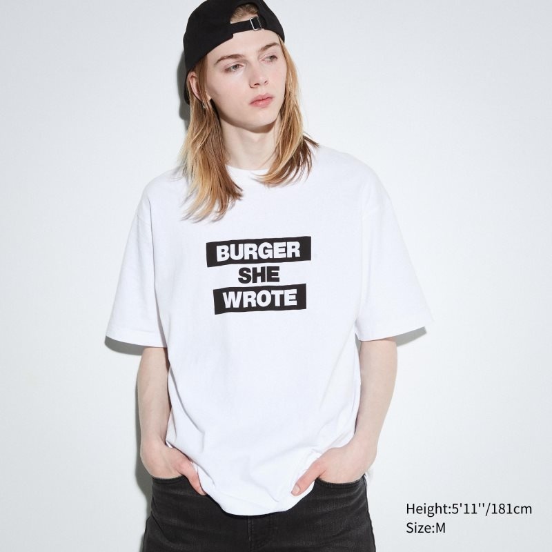 Uniqlo L.A. Eats Ut Oversized Short-sleeve Graphic Burger She Wrote T-shirt Herr Vita | 9030963