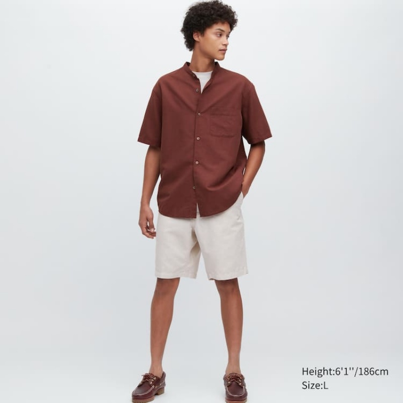 Uniqlo Linen Blend Shorts Herr Beige | 2263538