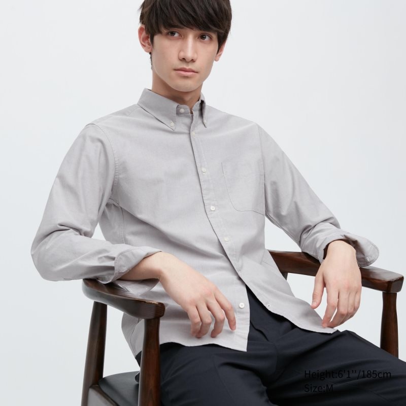 Uniqlo Oxford Slim-fit Long-sleeve Skjorta Herr Grå | 1226634