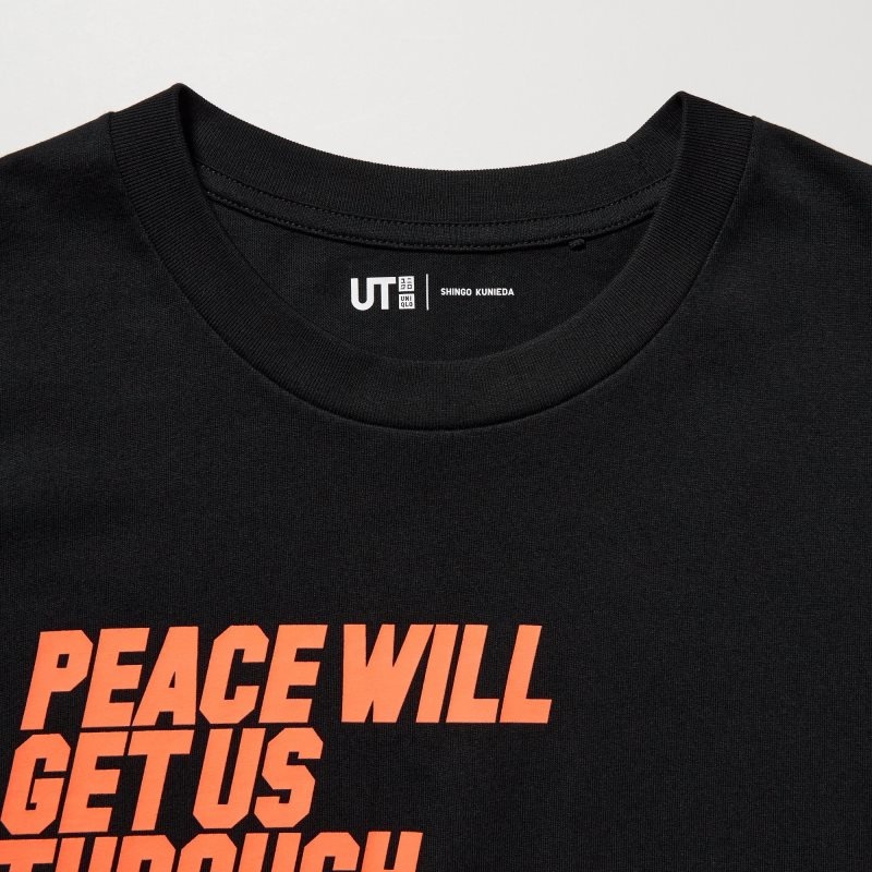 Uniqlo Peace For All Shingo Kunieda Short Sleeve Graphic T-shirt Herr Svarta | 5102136