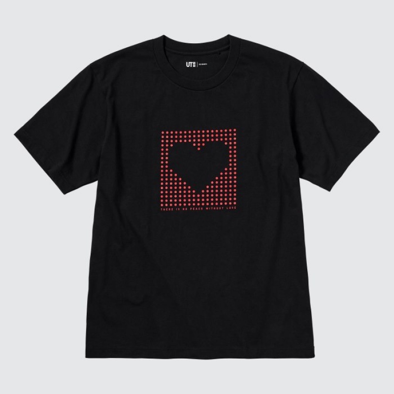 Uniqlo Peace For All Short-sleeve Graphic Rei Inamoto T-shirt Dam Svarta | 6511387
