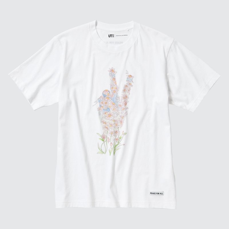 Uniqlo Peace For All Ut Jw Anderson Short-sleeve Graphic T-shirt Herr Vita | 4462973