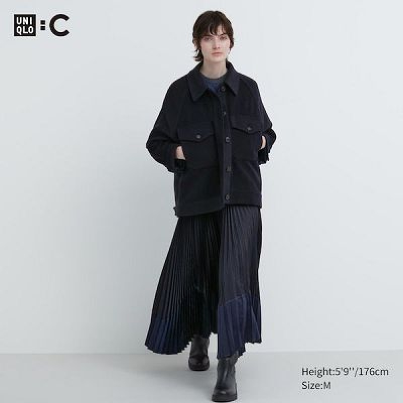 Uniqlo Pleated Color Block Kjolar Dam Svarta | 9613910