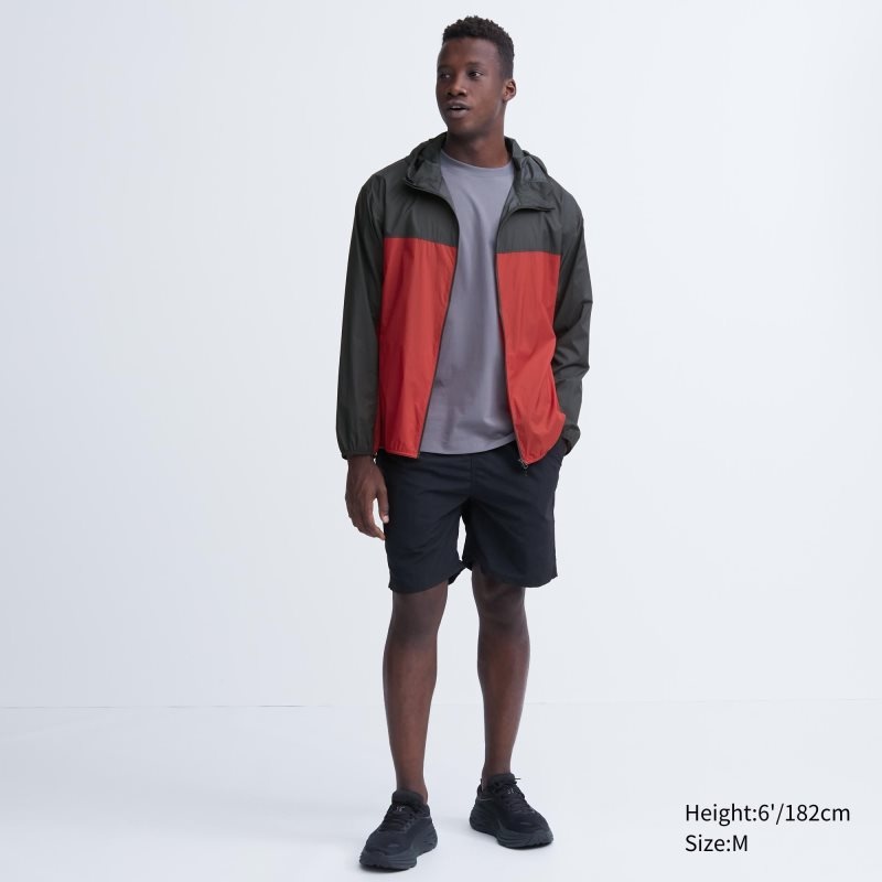 Uniqlo Pocketable Uv Protection 3d Cut Color Block Parka Herr Röda | 4114964