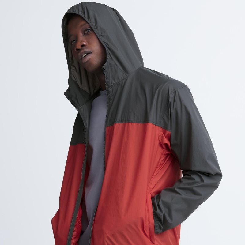 Uniqlo Pocketable Uv Protection 3d Cut Color Block Parka Herr Röda | 4114964