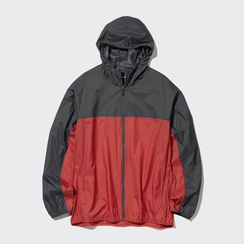 Uniqlo Pocketable Uv Protection 3d Cut Color Block Parka Herr Röda | 4114964