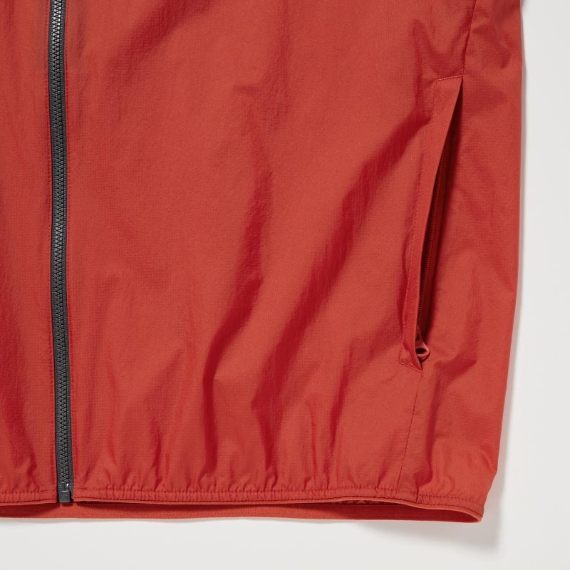 Uniqlo Pocketable Uv Protection 3d Cut Color Block Parka Herr Röda | 4114964