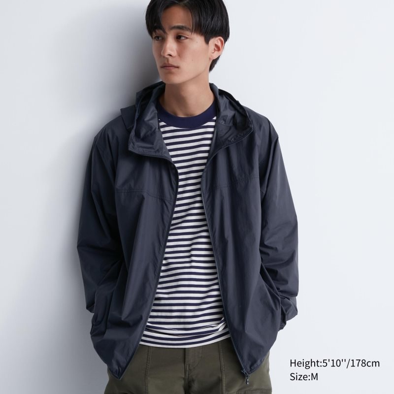 Uniqlo Pocketable Uv Protection 3d Cut Parka Herr Marinblå | 9765082
