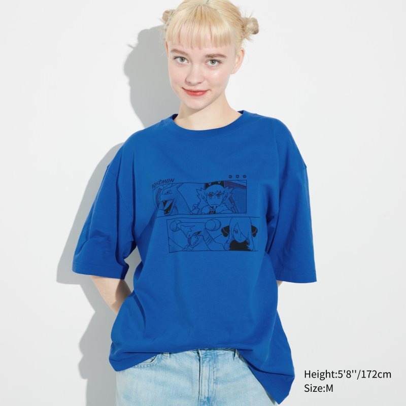 Uniqlo Pokémon Masters Ex Ut Oversized Short-sleeve Graphic T-shirt Herr Blå | 6692065