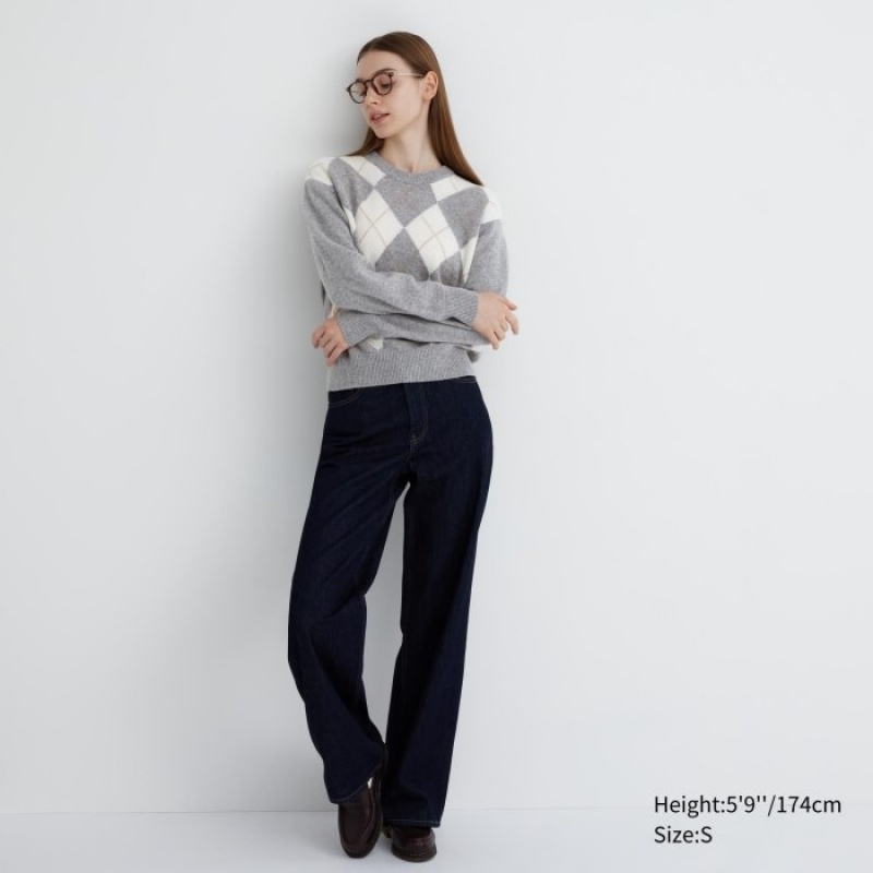 Uniqlo Premium Lambswool Long-Sleeve Crew Neck Tröjor Dam Grå | 8258195