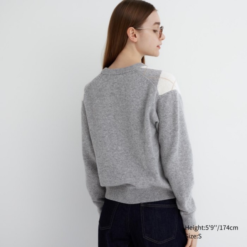 Uniqlo Premium Lambswool Long-Sleeve Crew Neck Tröjor Dam Grå | 8258195