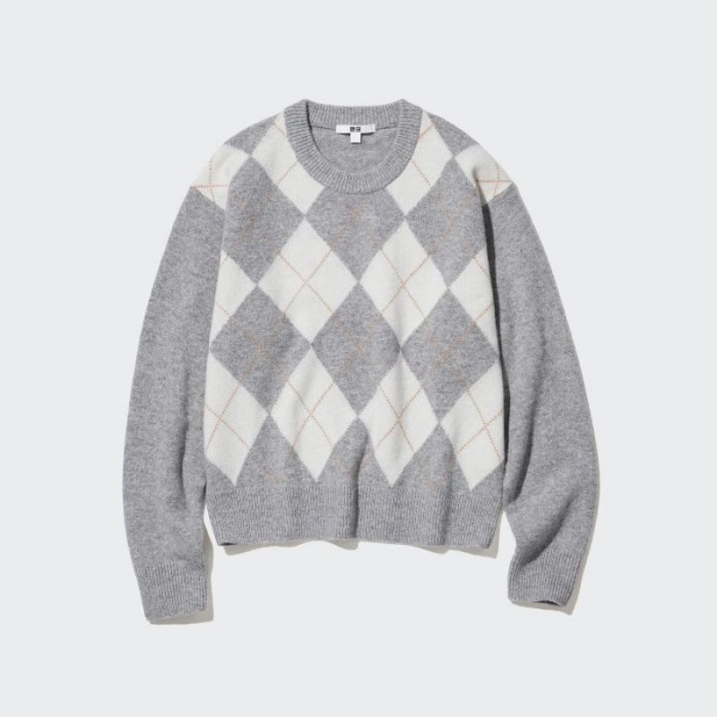 Uniqlo Premium Lambswool Long-Sleeve Crew Neck Tröjor Dam Grå | 8258195