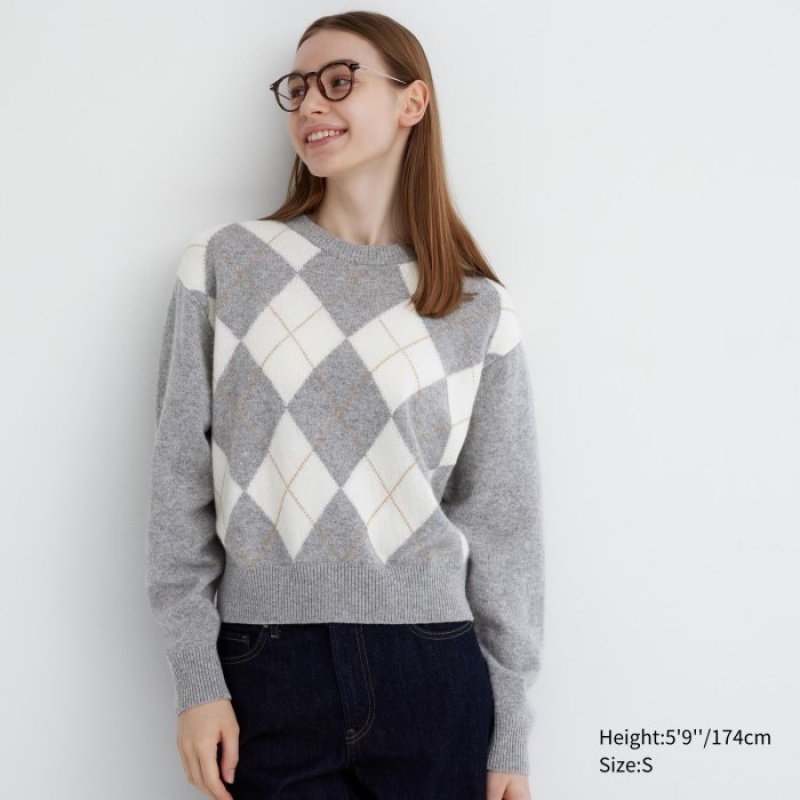 Uniqlo Premium Lambswool Long-Sleeve Crew Neck Tröjor Dam Grå | 8258195