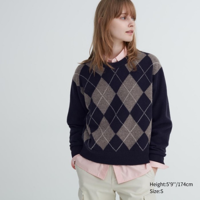 Uniqlo Premium Lambswool Long-Sleeve Crew Neck Tröjor Dam Marinblå | 2924970