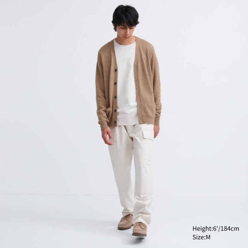 Uniqlo Premium Lambswool V-Neck Kofta Dam Beige | 6864767