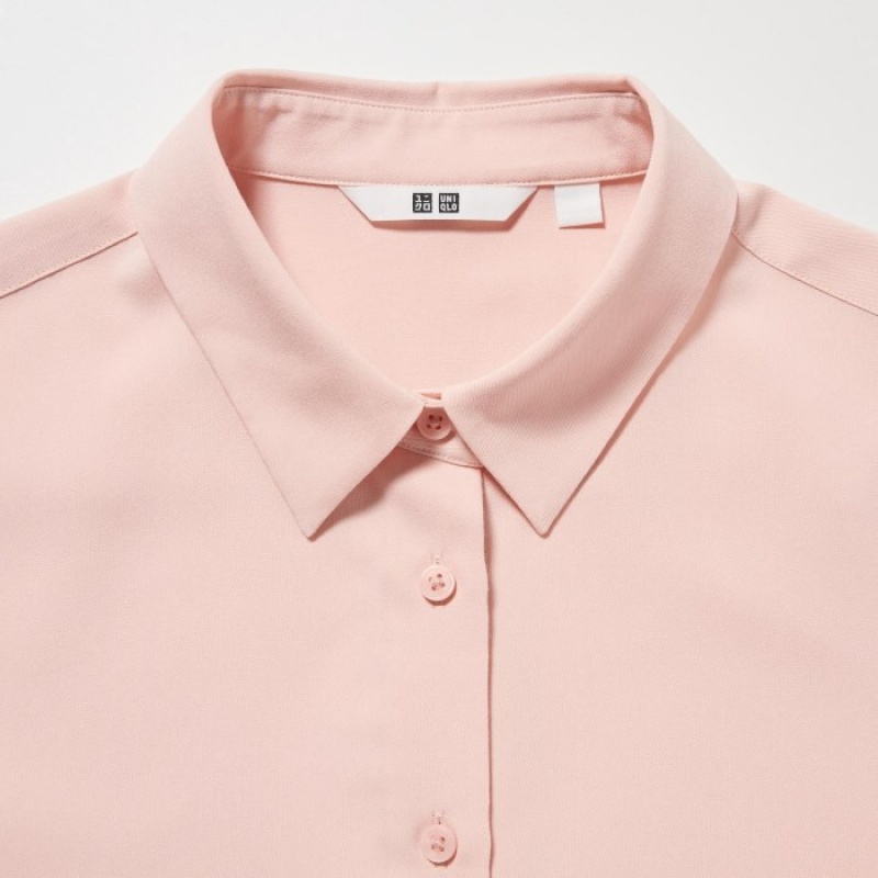 Uniqlo Rayon Long-Sleeve Blus Dam Rosa | 7212547