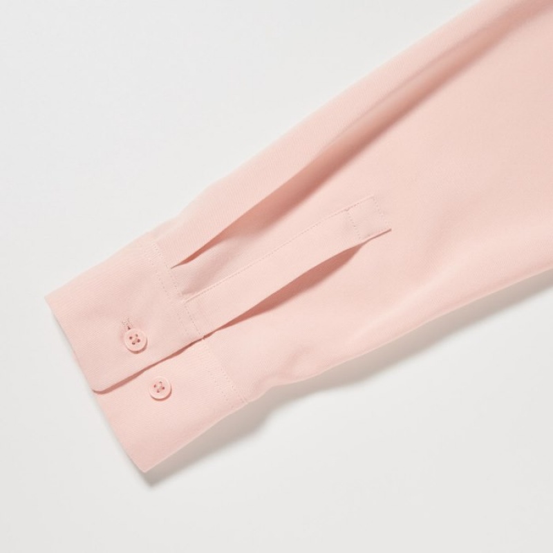 Uniqlo Rayon Long-Sleeve Blus Dam Rosa | 7212547