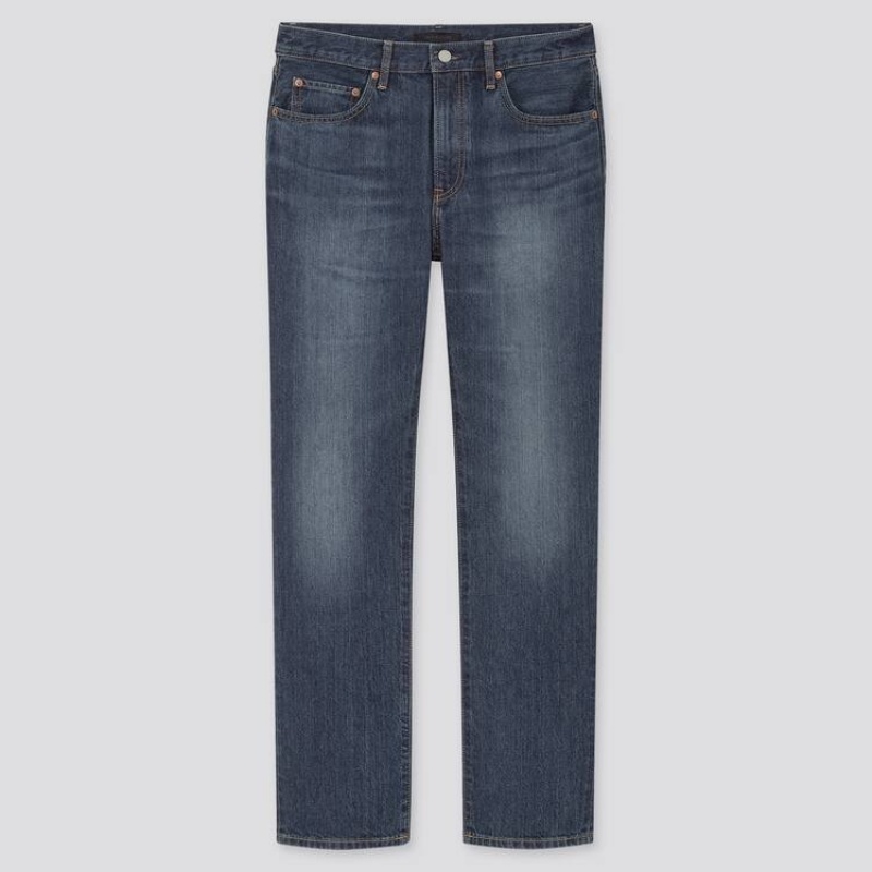 Uniqlo Regular Fit Straight Leg Jeans Herr Blå | 5969742