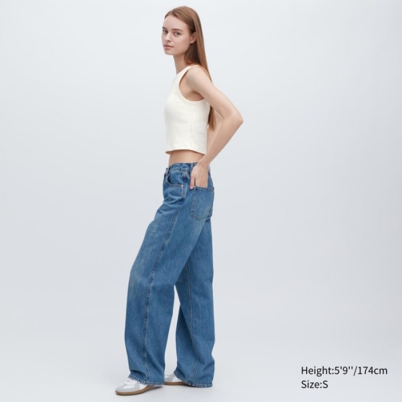 Uniqlo Ribbed Cropped Sleeveless Linne Dam Vita | 769821