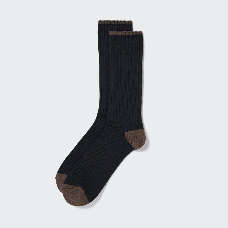 Uniqlo Ribbed Strumpor Herr Svarta | 5531788
