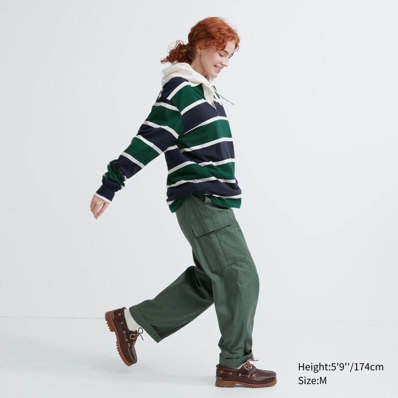 Uniqlo Rugger Long-sleeve Piketröja Herr Gröna | 8787866