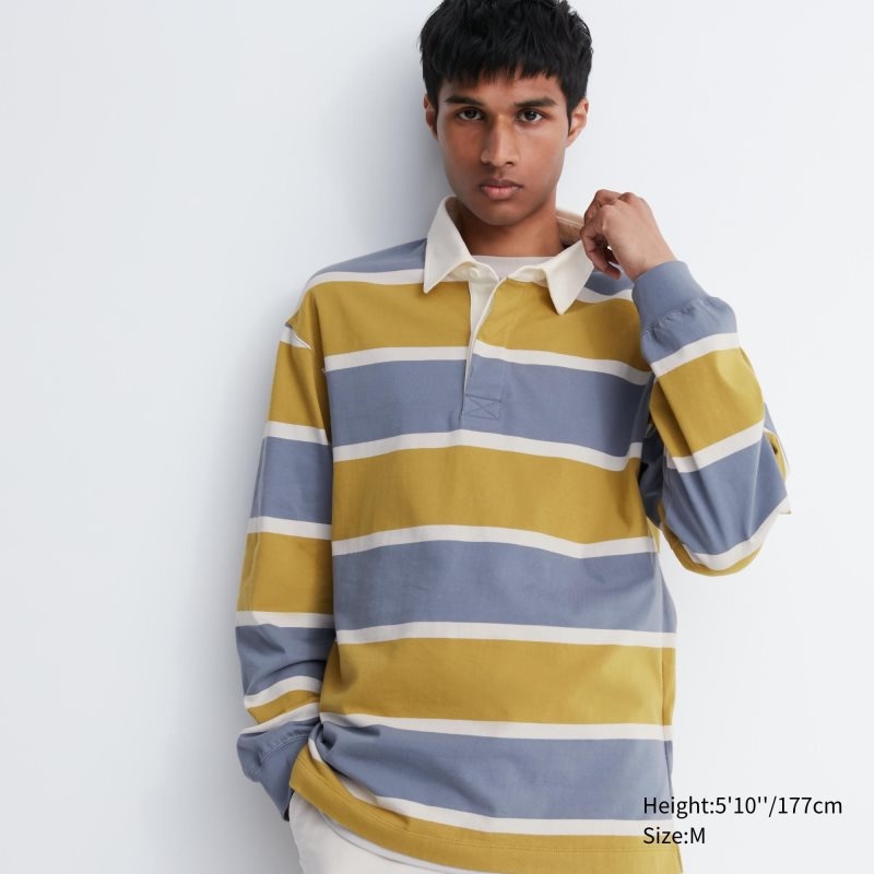 Uniqlo Rugger Long-sleeve Piketröja Herr Gula | 9566278