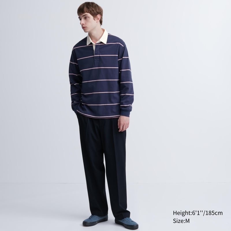 Uniqlo Rugger Long-sleeve Piketröja Herr Marinblå | 772111