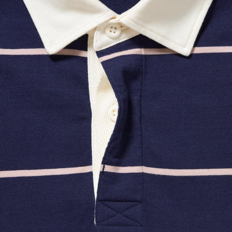 Uniqlo Rugger Long-sleeve Piketröja Herr Marinblå | 772111
