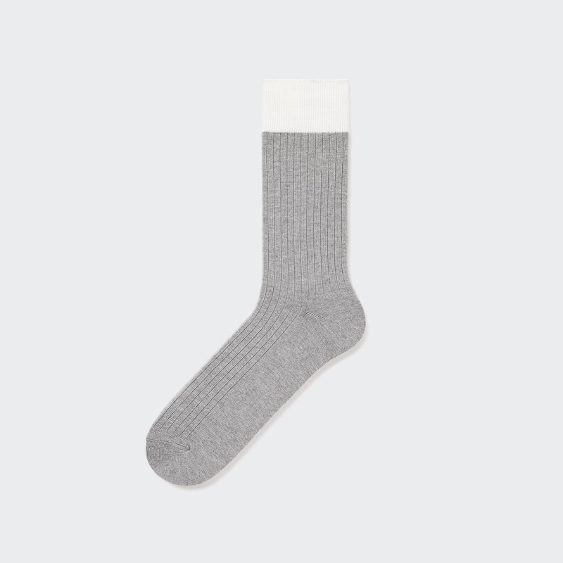 Uniqlo Silket Ribbed Strumpor Herr Grå | 5357756