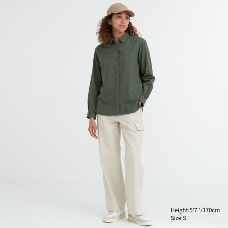 Uniqlo Soft Brushed Long-Sleeve Skjorta Dam Rosa | 8575031