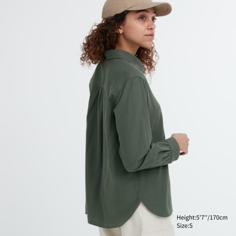 Uniqlo Soft Brushed Long-Sleeve Skjorta Dam Rosa | 8575031