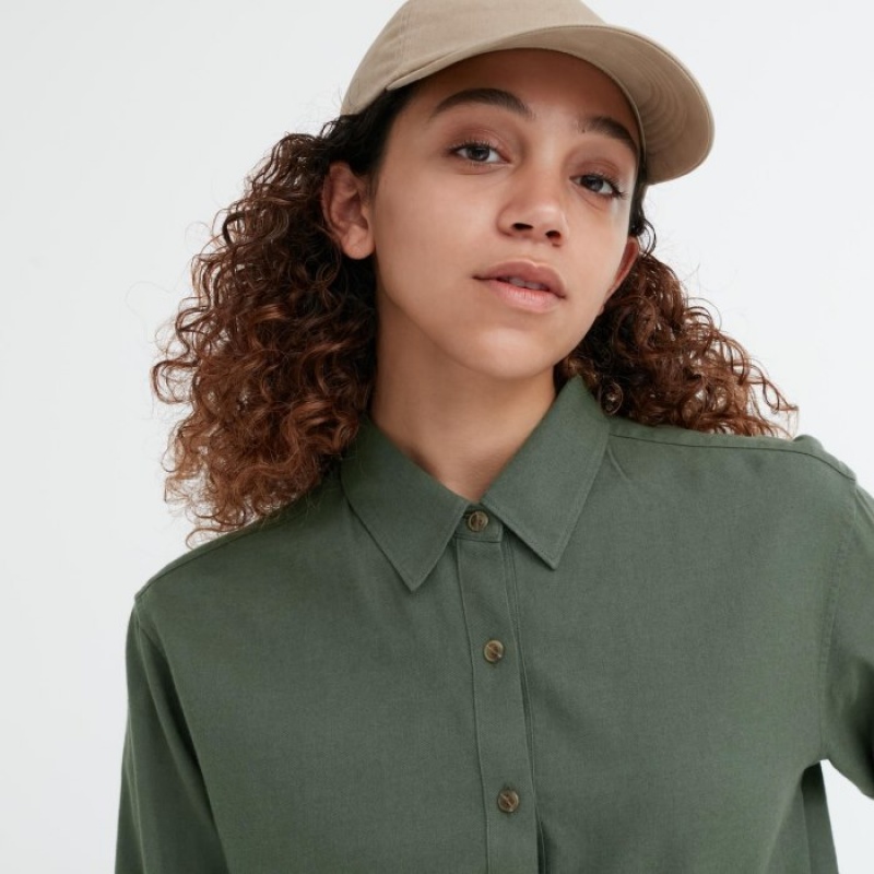 Uniqlo Soft Brushed Long-Sleeve Skjorta Dam Rosa | 8575031