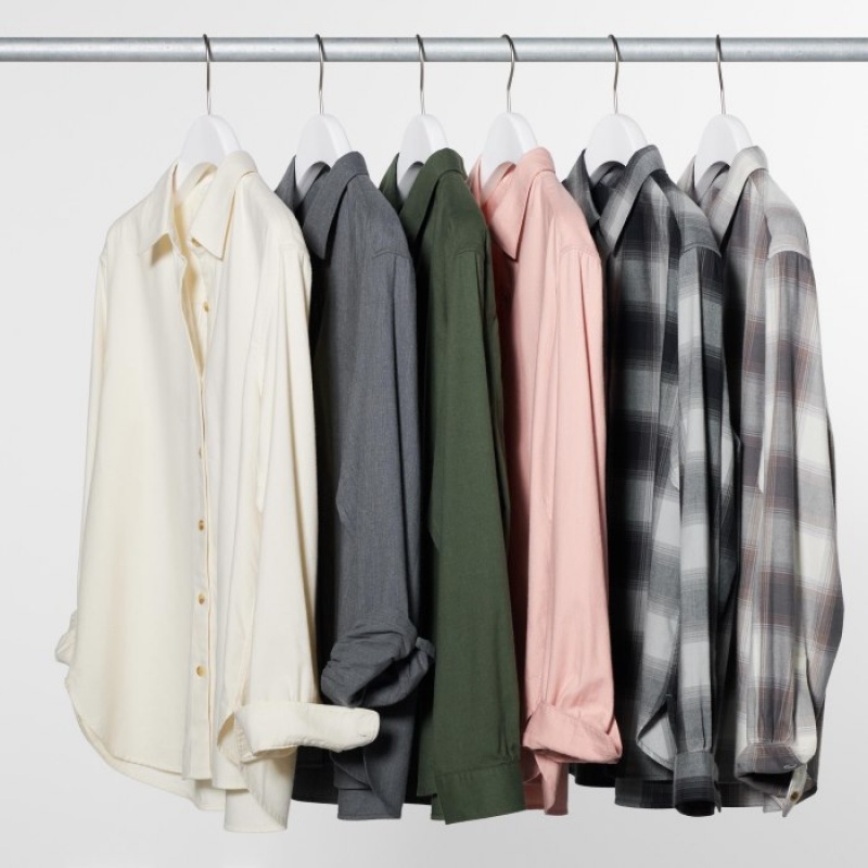 Uniqlo Soft Brushed Long-Sleeve Skjorta Dam Rosa | 8575031