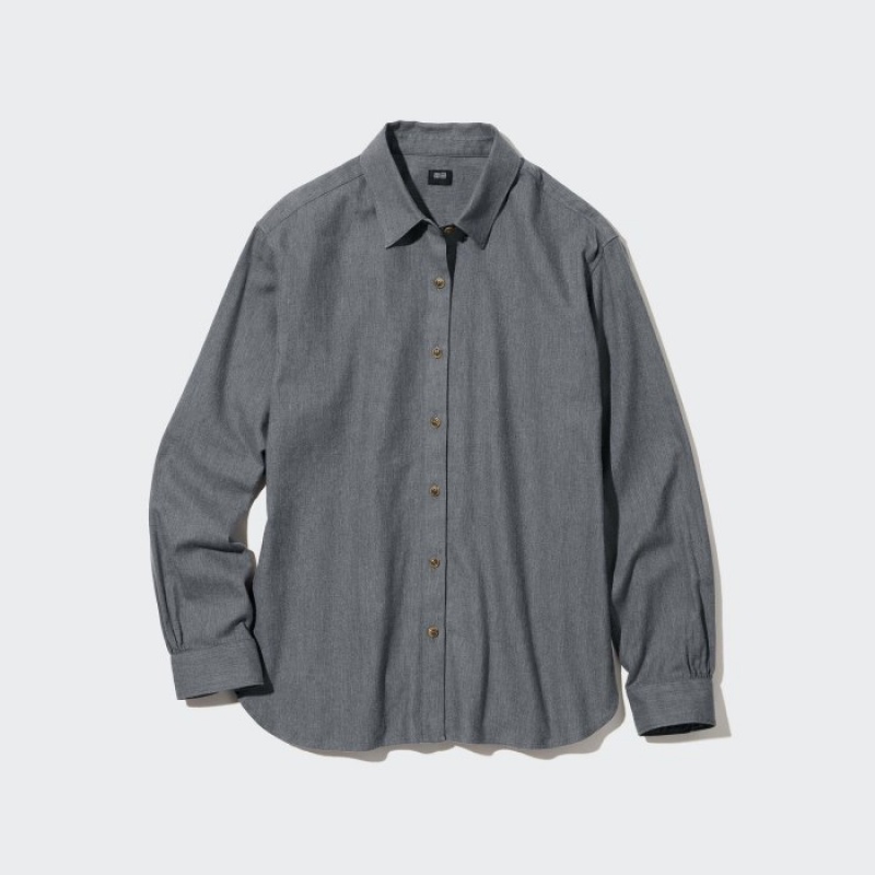 Uniqlo Soft Brushed Long-Sleeve Skjorta Dam Rosa | 8575031