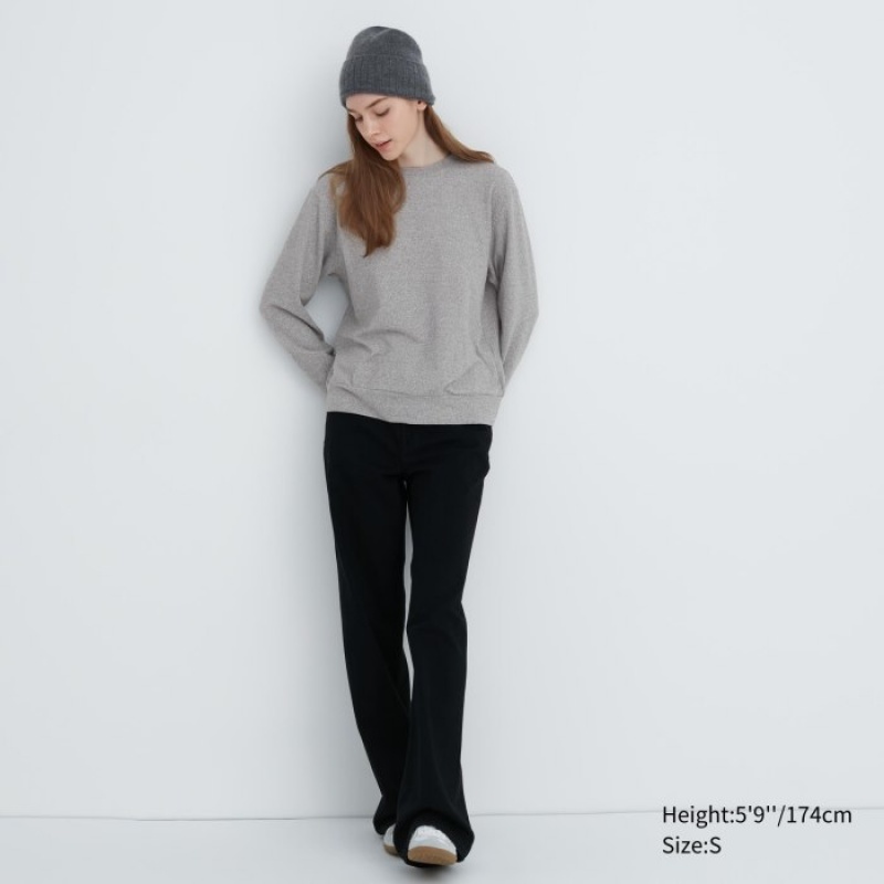 Uniqlo Soft Knitted Fleece Crew Neck Long-Sleeve T-shirt Dam Grå | 367466