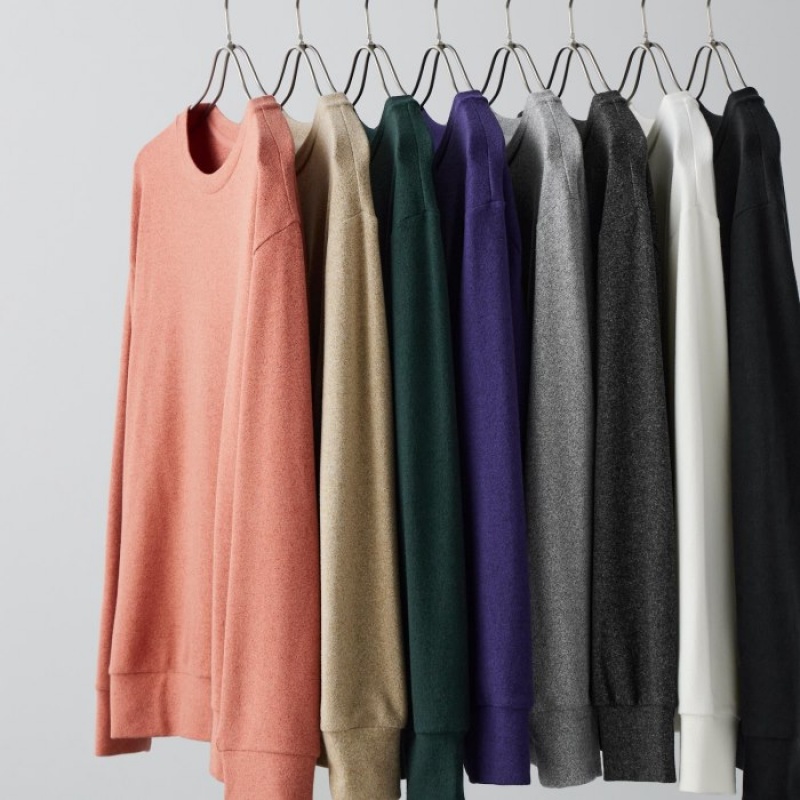 Uniqlo Soft Knitted Fleece Crew Neck Long-Sleeve T-shirt Dam Grå | 367466