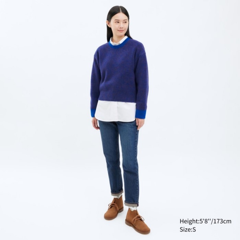 Uniqlo Souffle Yarn Crew Neck Long-Sleeve Tröjor Dam Röda | 9627038